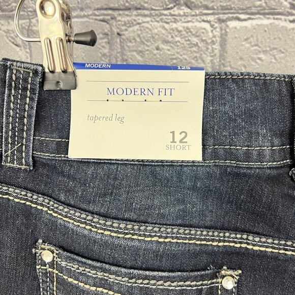 Christopher & Banks Modern Fit Tapered Leg Jeans 12 Short Dark Wash - Picture 6 of 8